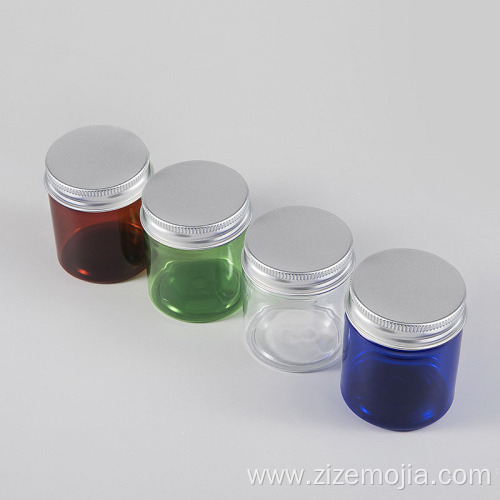 Wholesale round cosmetic plastic jar with metal lid